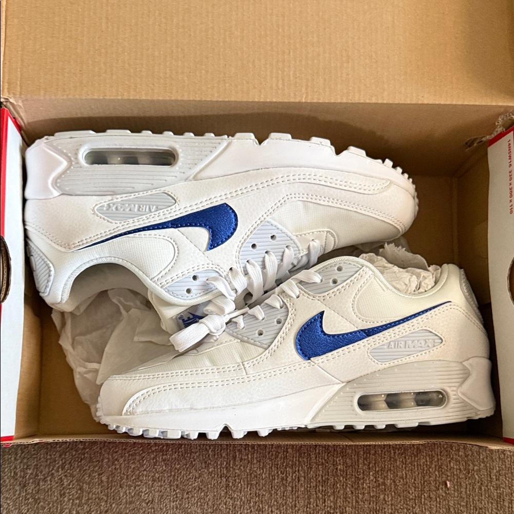 Nike Air Max 90 White with Blue Swoosh